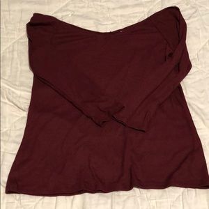 Burgundy off the shoulder shirt